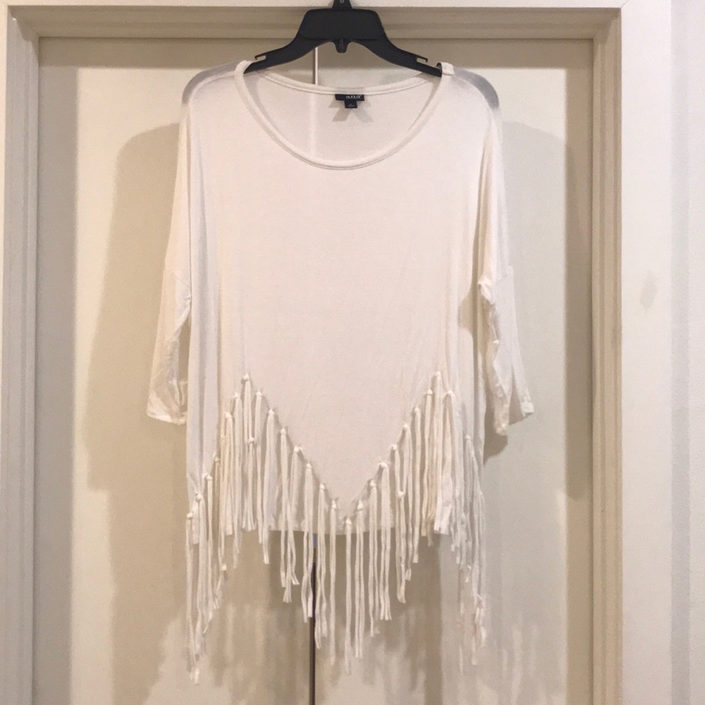White Fringe Top